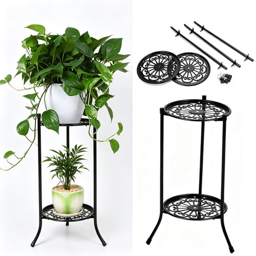 Tall black metal plant - metal, stand