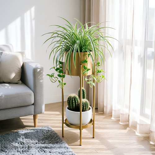 Gold metal plant stand - metal,
