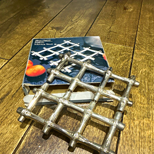 Silver plated bamboo trivet - silver,