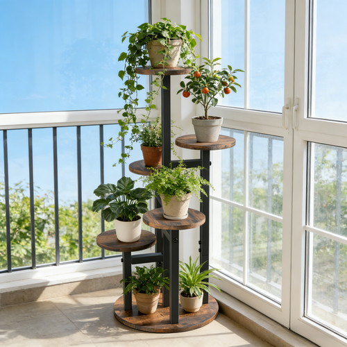 Tier plant stand metal wood - 5,